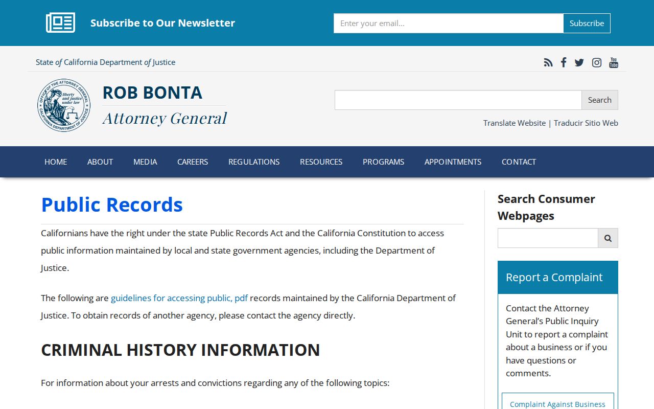California public-record request guide for booking and arrest records